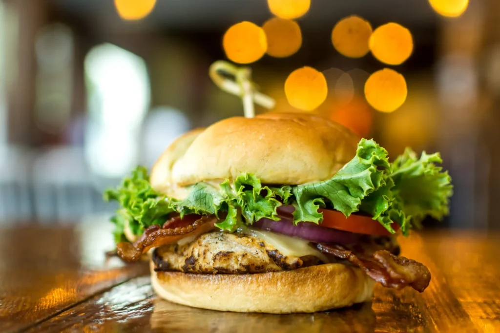 Grilled chicken sandwich close-up