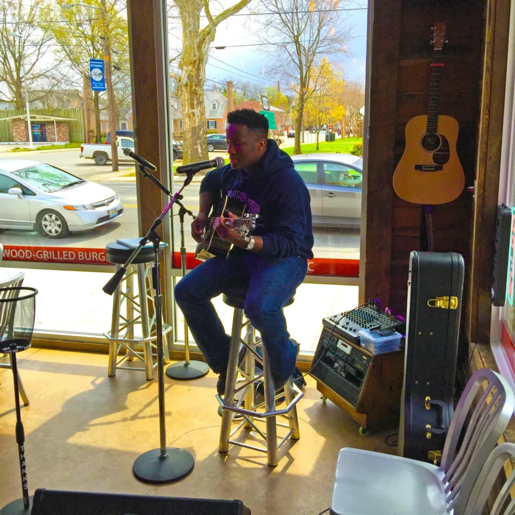 Live musician performing at NN Burger